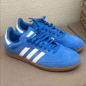 Adidas Men's Bright Blue and White Sneakers